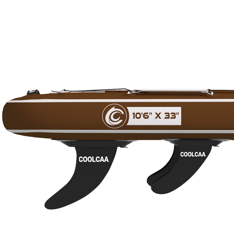 sleek design of the removeable paddle board's tail fins