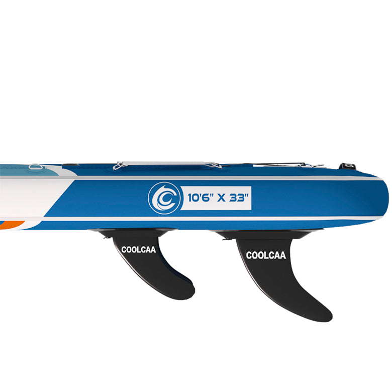 sleek design of the removeable paddle board's tail fins