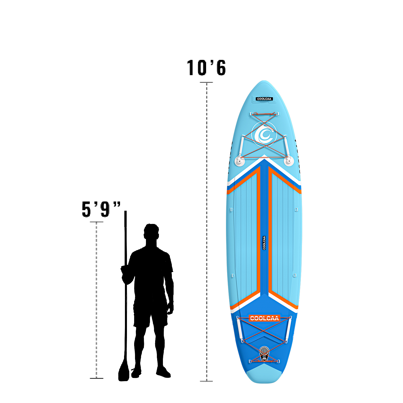 Coolcaa 10’6 Challenger Inflatable Paddle Board Package with Fiberglass Paddle
