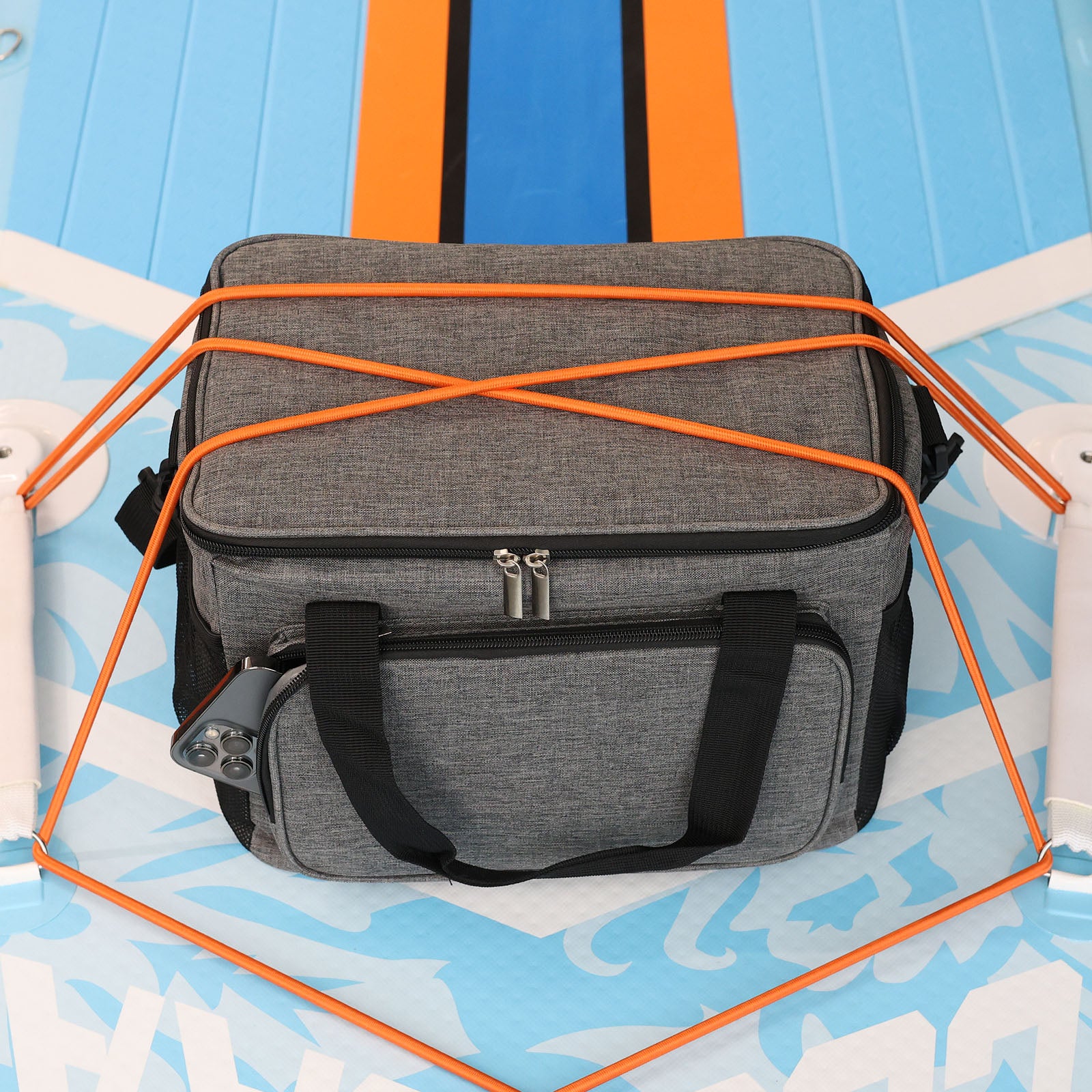 Organized Paddleboarding with Cooler & Deck Bag