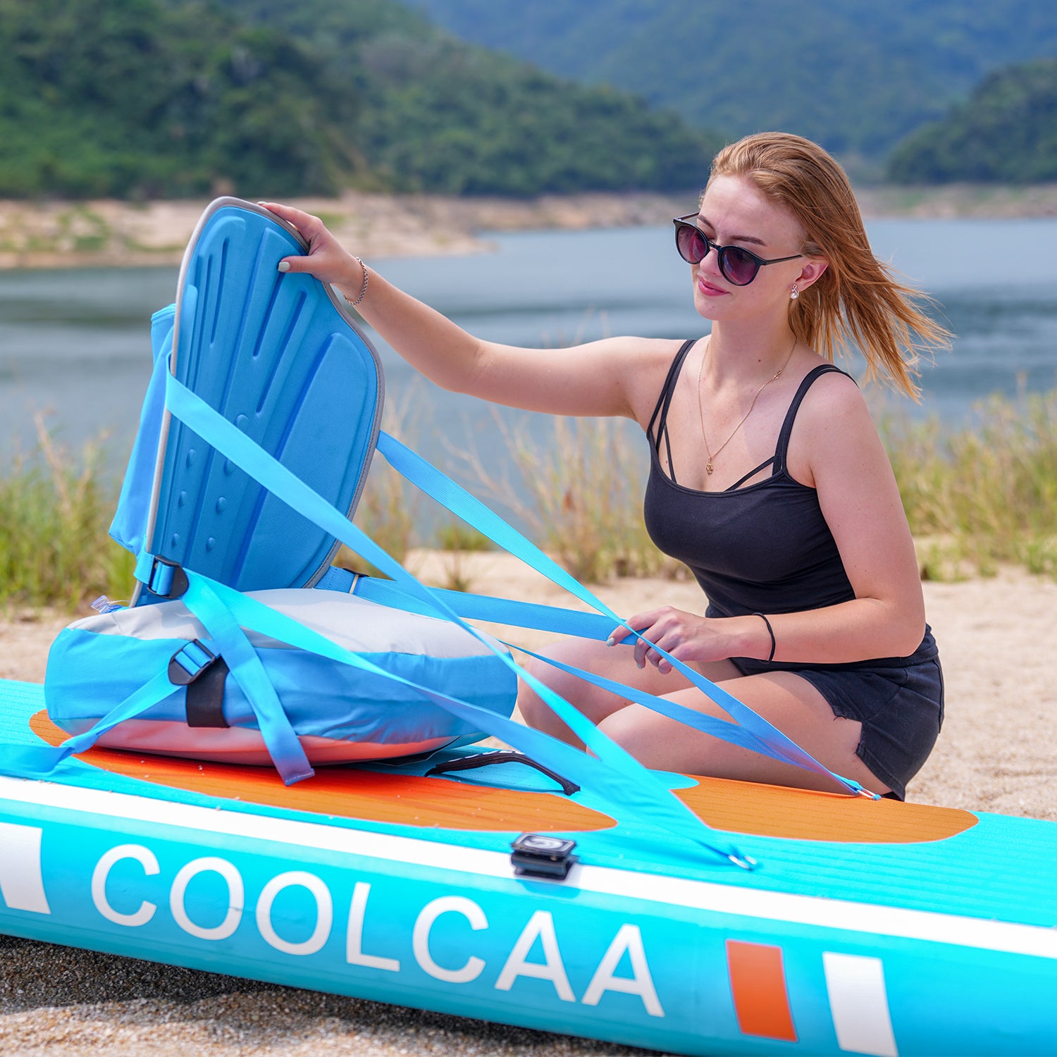 COOLCAA Kayak Seat Kit for SUP Boards with Carbon Fiber Paddle Blade
